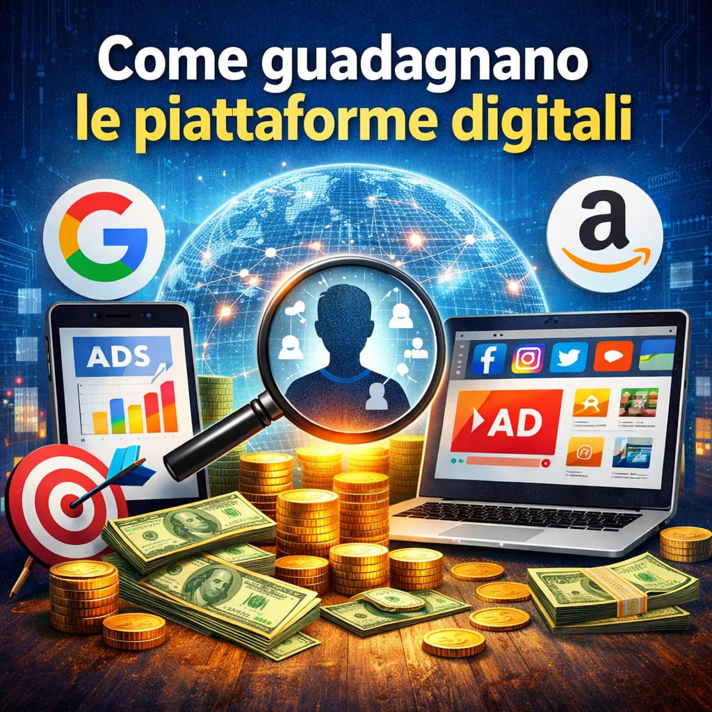 Come guadagnano le piattaforme digitali: dati, pubblicità e Big Tech